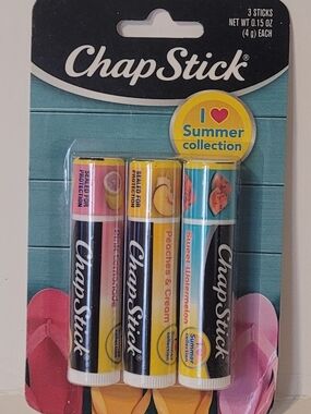Summer Collection Chapstick Lip Balm Trio - Yellow, Pink, Blue